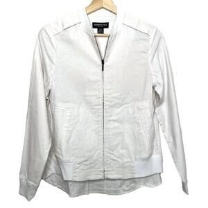 Kenneth Cole New York Lightweight White Linen Zipper Front Jacket XXS